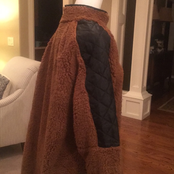 Fleece Oblique Button Neck Splice Sweater Size XL - Picture 6 of 14